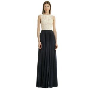 ❤️‍ Vintage Catherine Deane Off-White Lace Top Dark Navy Blue Plated Bottom Gown